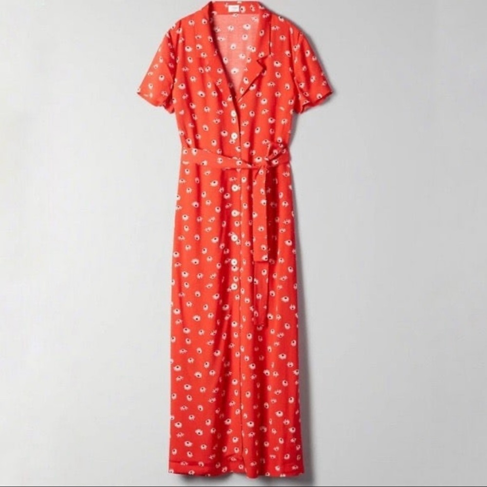 Aritzia Wilfred Shirt Dress in Flame Red